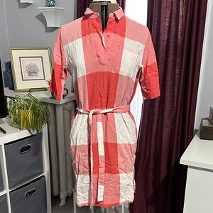 GAP Red and White Plaid Short-Sleeve Polo Dress